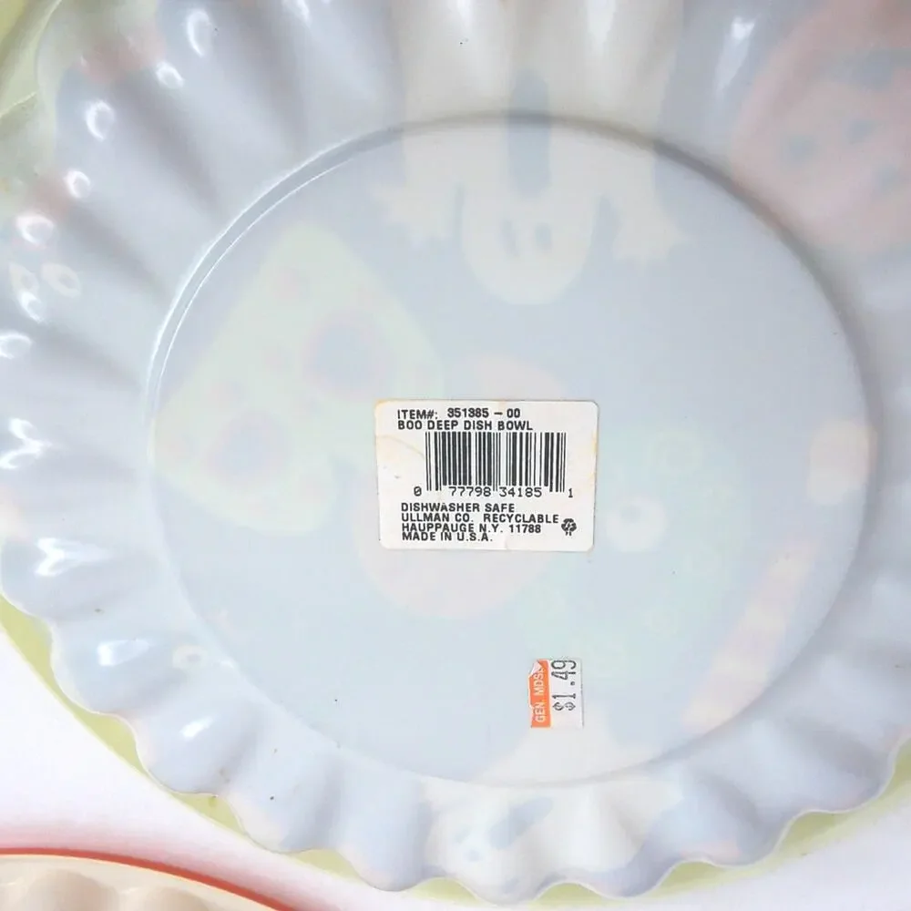 Vintage Ullman Halloween Plates Bowls Set Jack-O-Lantern Black Cat Ghost BOO
